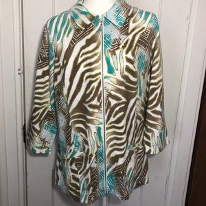 Chicos Weekends Size 2 Sz L Zip Front Jacket